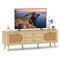 Costway Rattan TV Stand for 65-Inch TV 59" TV Console Cabinet Boho Entertainment Center